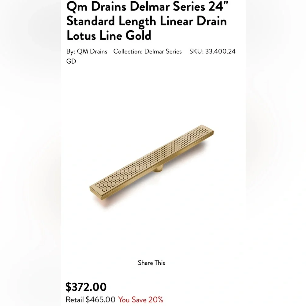 QM Drains Bay Series Ria Line Satin Gold 24